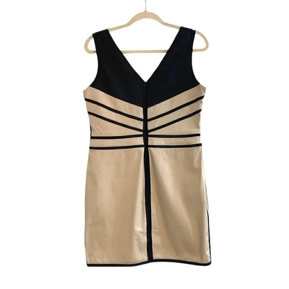 BCBGeneration Women's Khaki & Black Tux Mini Dress Size 12 Style KSL6H878